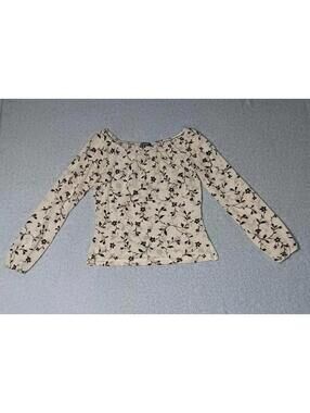 Karen Kane Mesh Velvet Long Sleeve Blouse Womens Size Medium Cream And Black...